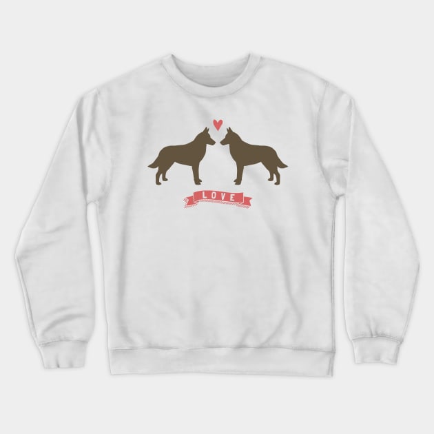 Belgian Malinois in Love Crewneck Sweatshirt by Coffee Squirrel